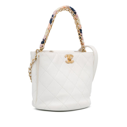 Chanel CC Quilted Caviar Chain Scarf Handle Bucket Bag