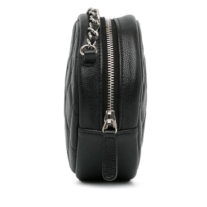 Chanel CC Quilted Caviar Round Clutch With Chain (SHG-Zm82jl)