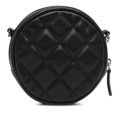 Chanel CC Quilted Caviar Round Clutch With Chain (SHG-Zm82jl)