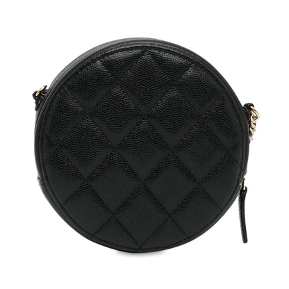 Chanel CC Quilted Caviar Round Clutch With Chain (SHG-ov2ka3)