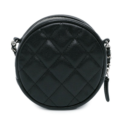 Chanel CC Quilted Caviar Round Clutch With Chain (SHG-jxh22e)