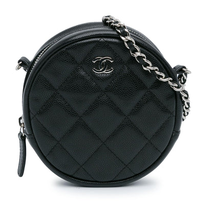 Chanel CC Quilted Caviar Round Clutch With Chain (SHG-jxh22e)