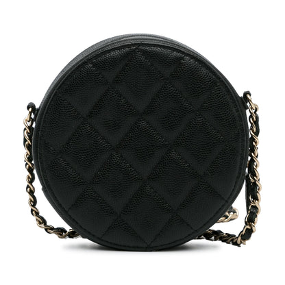 Chanel CC Quilted Caviar Round Clutch With Chain (SHG-Uqg8kK)