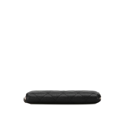 Chanel CC Quilted Caviar Zip Around Wallet (SHG-qgCY15)
