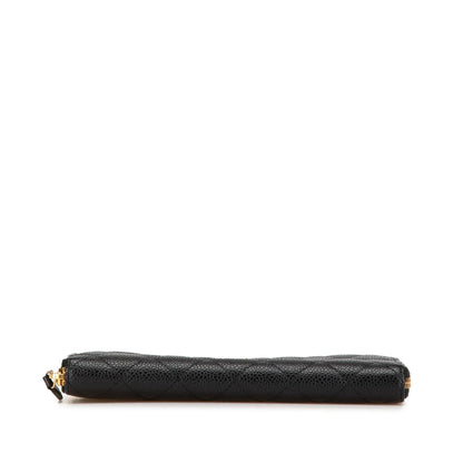 Chanel CC Quilted Caviar Zip Around Wallet