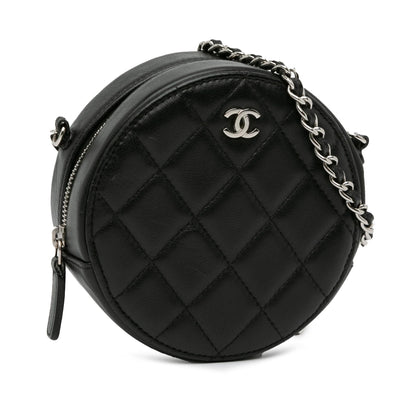 Chanel CC Quilted Lambskin Round Clutch with Chain