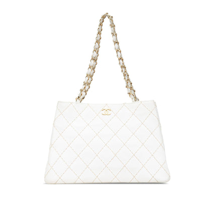 Chanel CC Quilted Lambskin Wild Stitch Tote