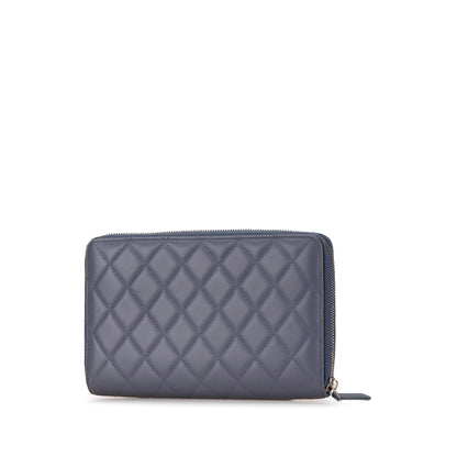 Chanel CC Quilted Lambskin Zip Around Wallet
