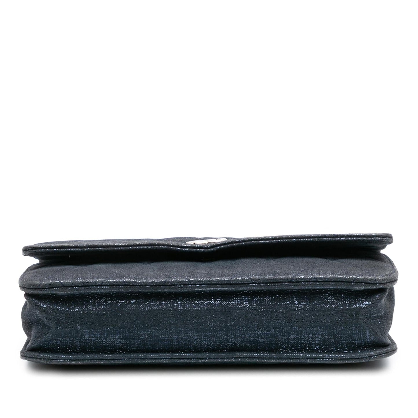 Chanel CC Quilted Metallic Fabric Wallet On Chain