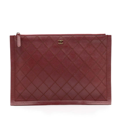 Chanel CC Stitched Lambskin Clutch