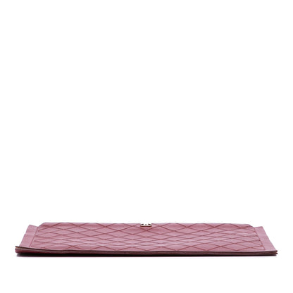 Chanel CC Stitched Lambskin Clutch