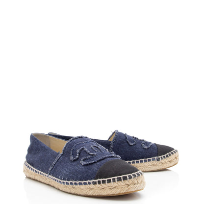 Chanel Denim CC Espadrilles - Size 10 / 40 (SHF-STpOSn)