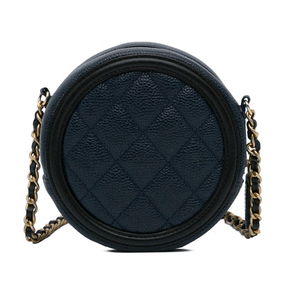 Chanel Caviar CC Filigree Round Crossbody Bag (SHG-f1Lbtg)