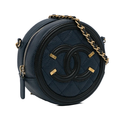 Chanel Caviar CC Filigree Round Crossbody Bag (SHG-f1Lbtg)