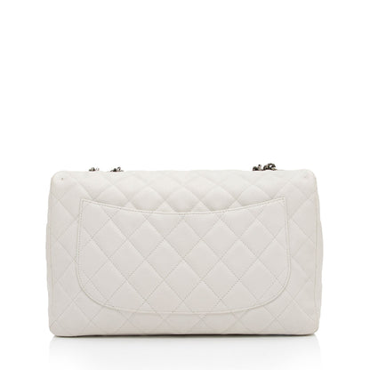 Chanel Caviar Leather Bijoux Chain Jumbo Single Flap Bag