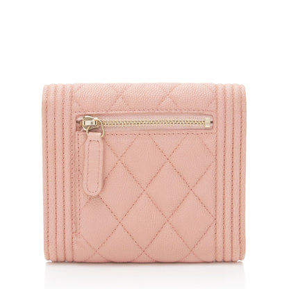 Chanel Caviar Leather Boy Compact Wallet
