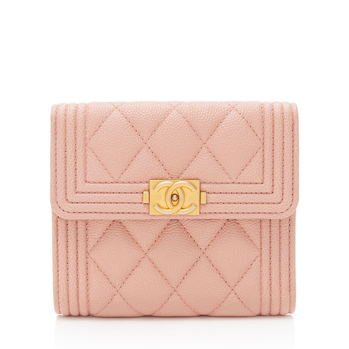 Chanel Caviar Leather Boy Compact Wallet