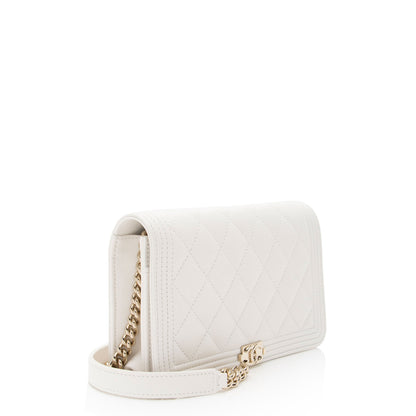 Chanel Caviar Leather Boy Wallet on Chain (SHF-z9WBsL)