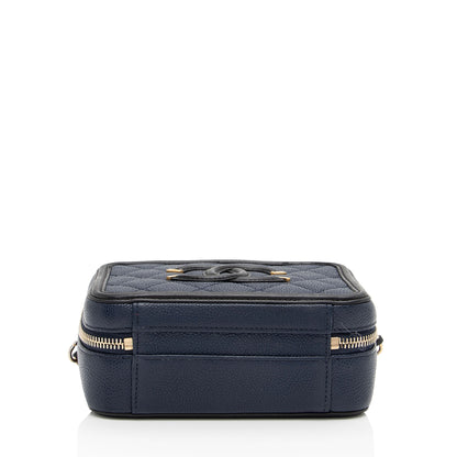 Chanel Caviar Leather CC Filigree Small Vanity Case (SHF-v02lq3)