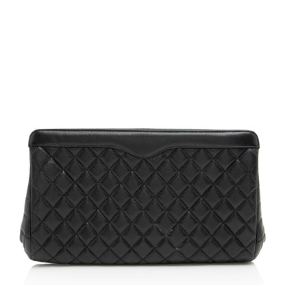 Chanel Caviar Leather CC Frame Clutch (SHF-sS7xNc)