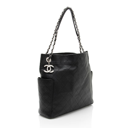Chanel Caviar Leather CC Medium Pocket Hobo
