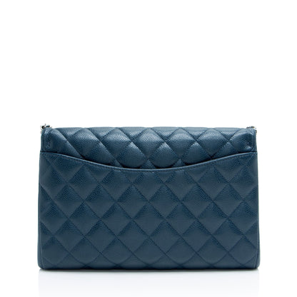 Chanel Caviar Leather Chain Flap Clutch
