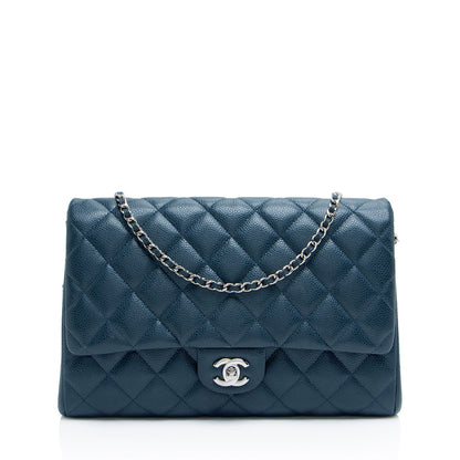 Chanel Caviar Leather Chain Flap Clutch