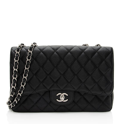 Chanel Caviar Leather Classic Jumbo Single Flap Bag (SHF-LHfnsx)