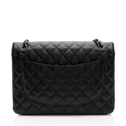 Chanel Caviar Leather Classic Maxi Double Flap Bag (SHF-v8U2qf)