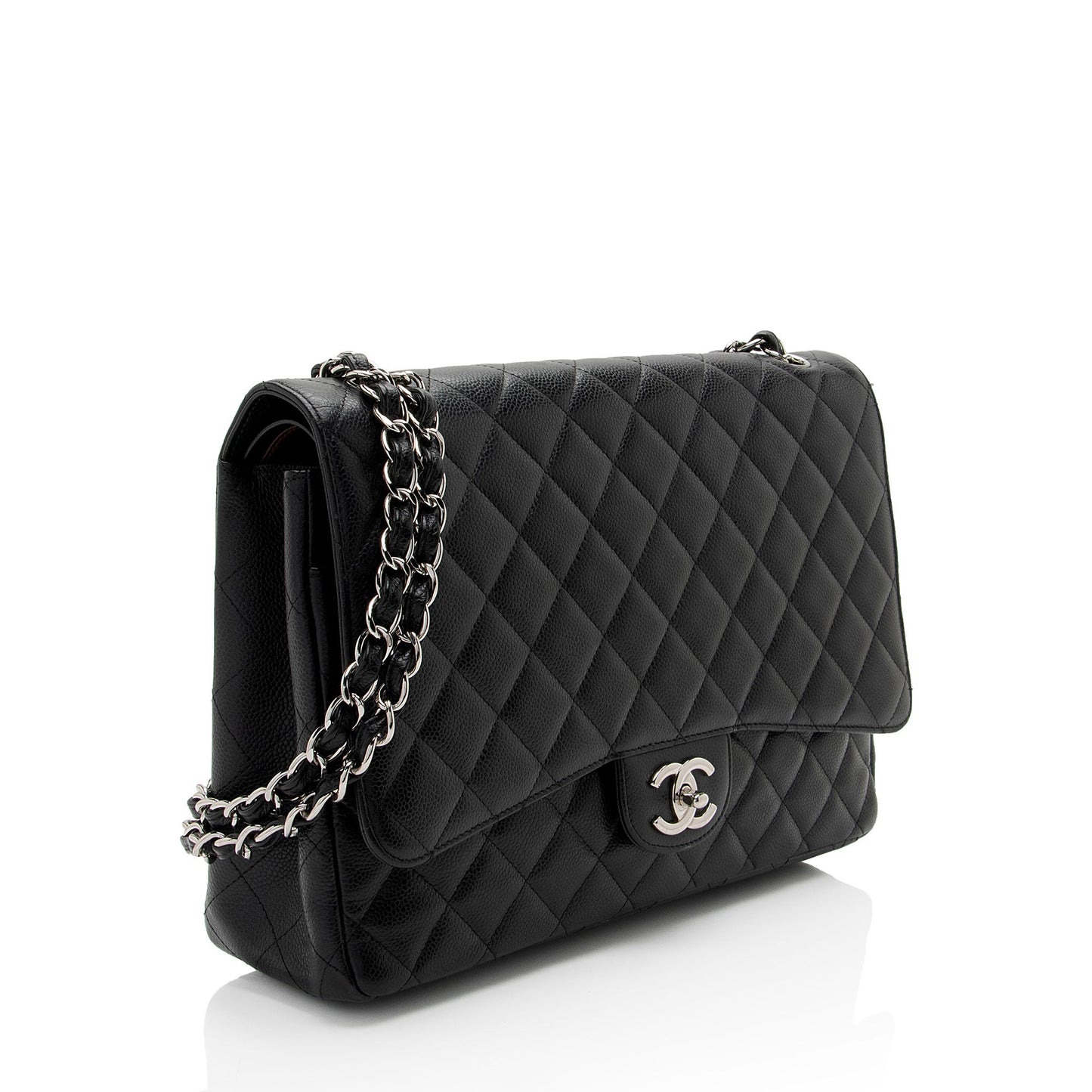 Chanel Caviar Leather Classic Maxi Double Flap Bag (SHF-v8U2qf)