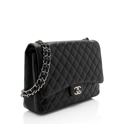 Chanel Caviar Leather Classic Maxi Double Flap Bag (SHF-v8U2qf)
