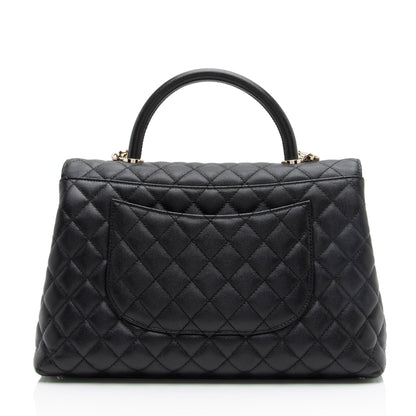 Chanel Caviar Leather Coco Top Handle Medium Flap Bag (SHF-xxvlCu)
