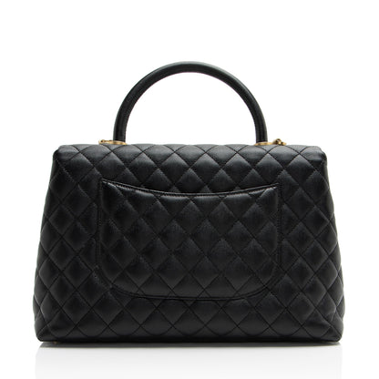 Chanel Caviar Leather Coco Top Handle Medium Flap Bag