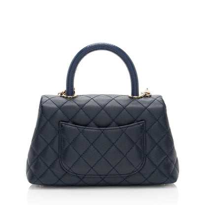 Chanel Caviar Leather Coco Top Handle Mini Flap Bag
