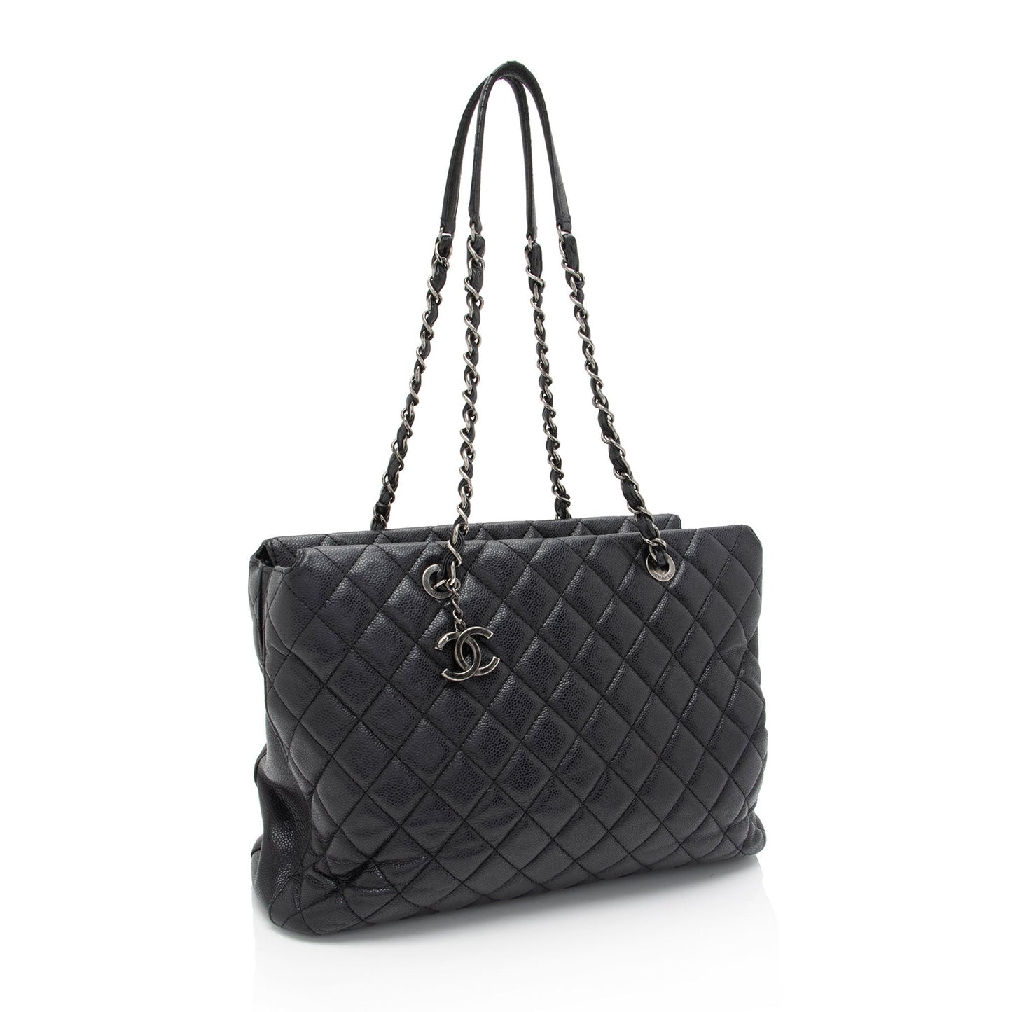 Chanel Caviar Leather Fold In Flap Top Tote (SHF-yvfNuJ)