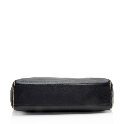 Chanel Caviar Leather Stitched CC Flap Satchel (SHF-ewpcah)