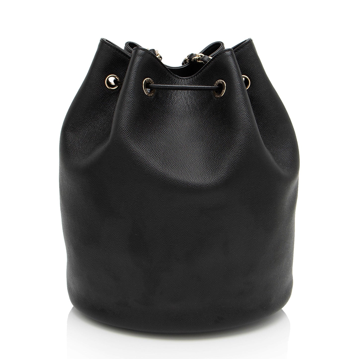 Chanel Caviar Leather Studded CC Deauville Bucket Bag (SHF-LVIad7)