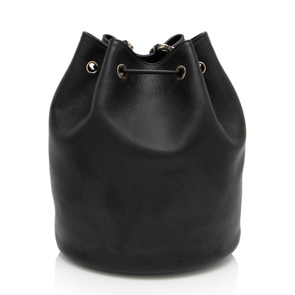 Chanel Caviar Leather Studded CC Deauville Bucket Bag (SHF-LVIad7)