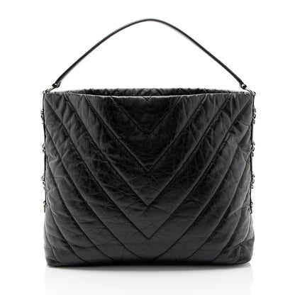 Chanel Chevron Aged Calfskin Big Bang Hobo (SHF-3kJJhz)