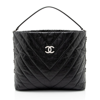 Chanel Chevron Aged Calfskin Big Bang Hobo (SHF-3kJJhz)