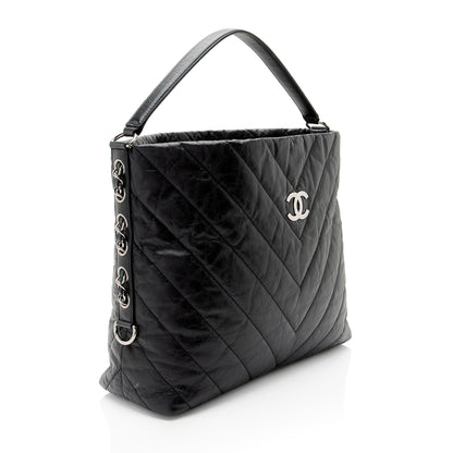 Chanel Chevron Aged Calfskin Big Bang Hobo (SHF-3kJJhz)