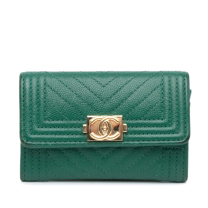 Chanel Chevron Caviar Boy Card Holder