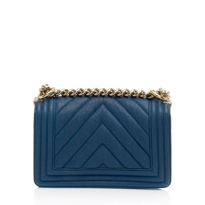 Chanel Chevron Caviar Leather Small Boy Bag