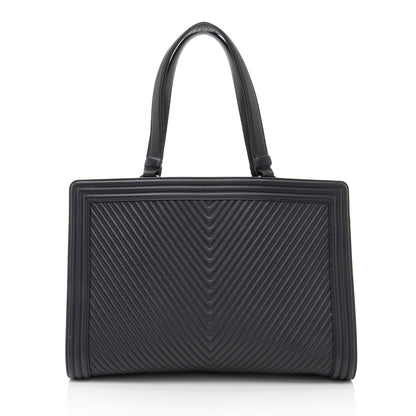 Chanel Chevron Lambskin Boy Shopping Tote