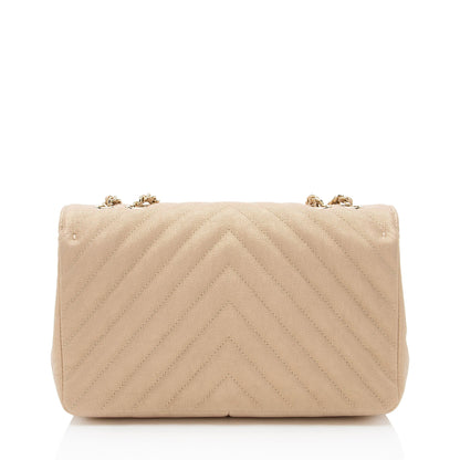 Chanel Chevron Metallic Caviar Leather Statement Small Flap Bag