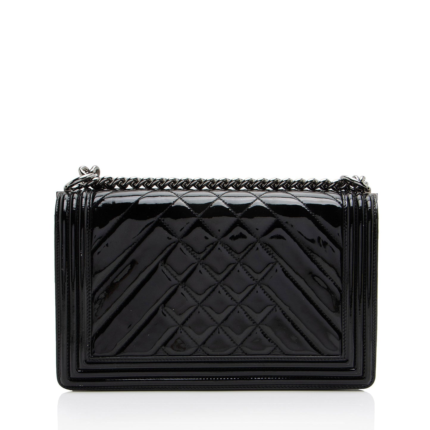 Chanel Chevron Patent Leather New Medium Boy Bag