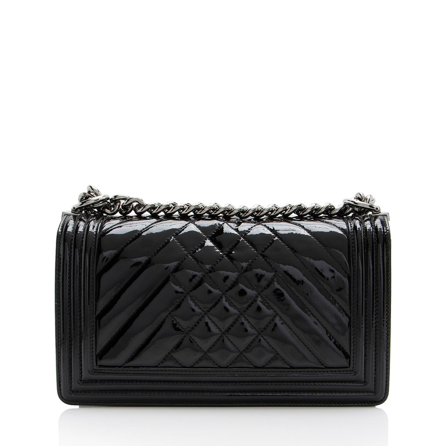 Chanel Chevron Patent Leather Old Medium Boy Bag