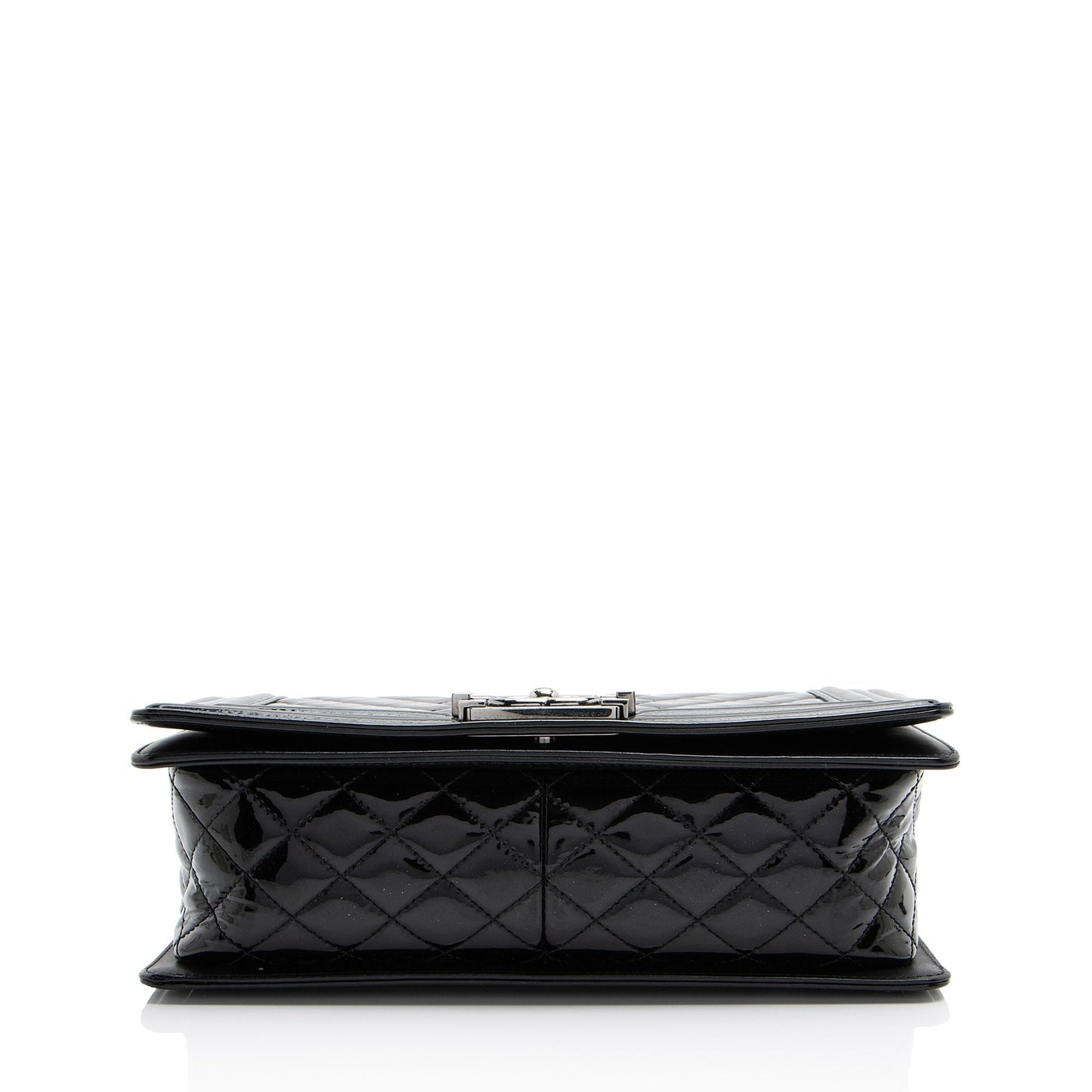 Chanel Chevron Patent Leather Old Medium Boy Bag