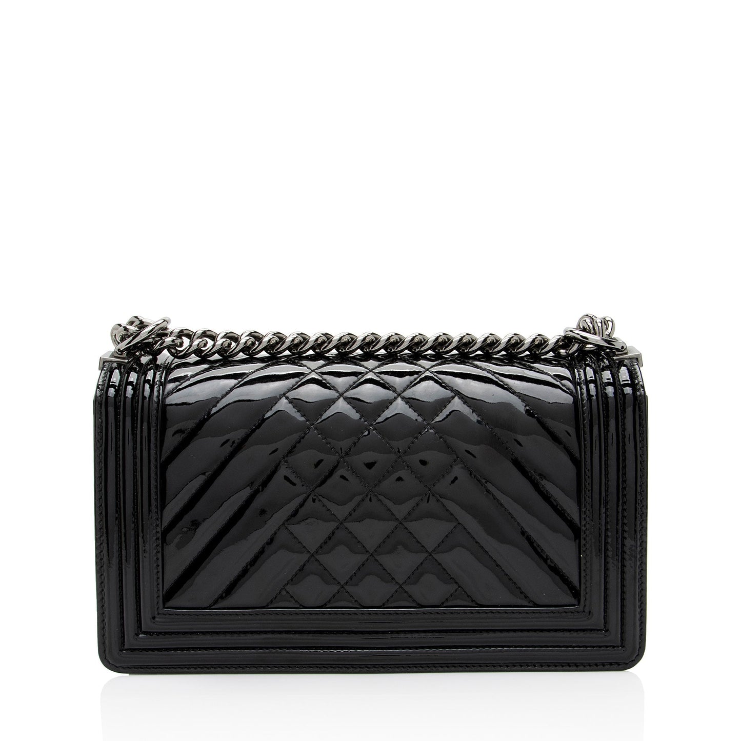 Chanel Chevron Patent Leather Old Medium Boy Bag