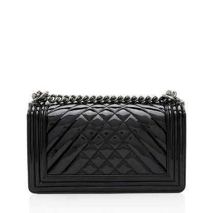 Chanel Chevron Patent Leather Old Medium Boy Bag